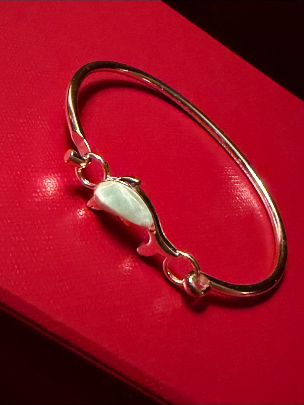 Sterling Silver And Stone Dolphin Bangle